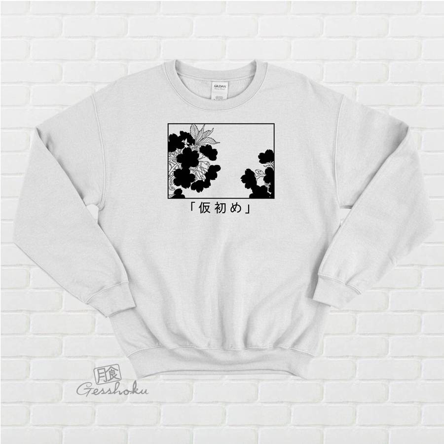 Sakura Aesthetic Crewneck Sweatshirt "Transience" - White