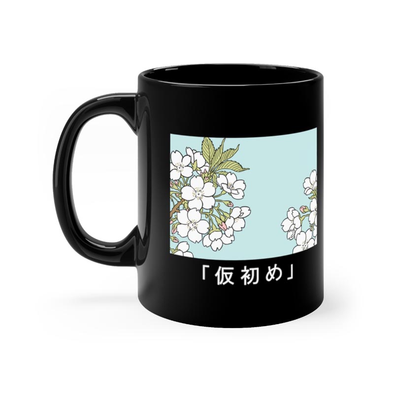 Sakura Aesthetic Mug "Transience" - Black