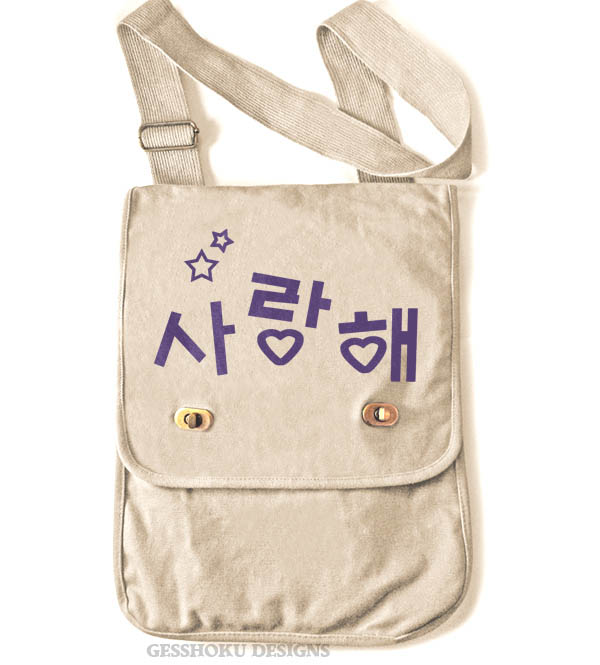 Saranghae Korean "I Love You" Field Bag - Natural