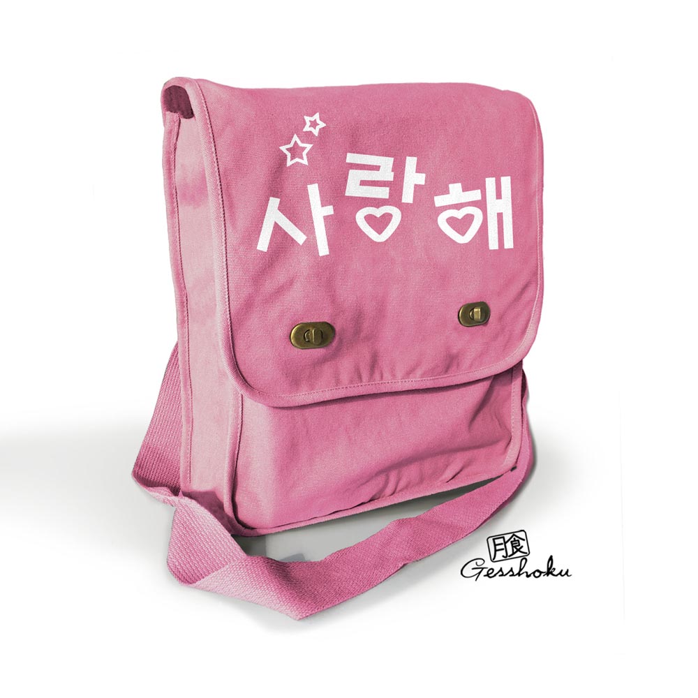 Saranghae Korean "I Love You" Field Bag - Pink