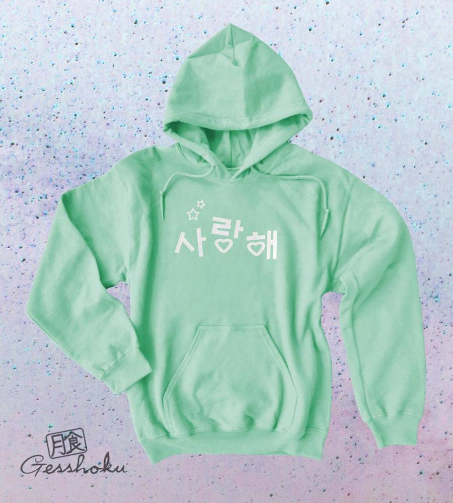 Saranghae Korean Pullover Hoodie - Mint