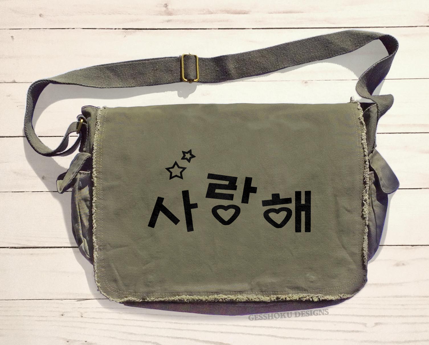 Grey Canvas Crossbody Bag | Jungkook - BTS Green