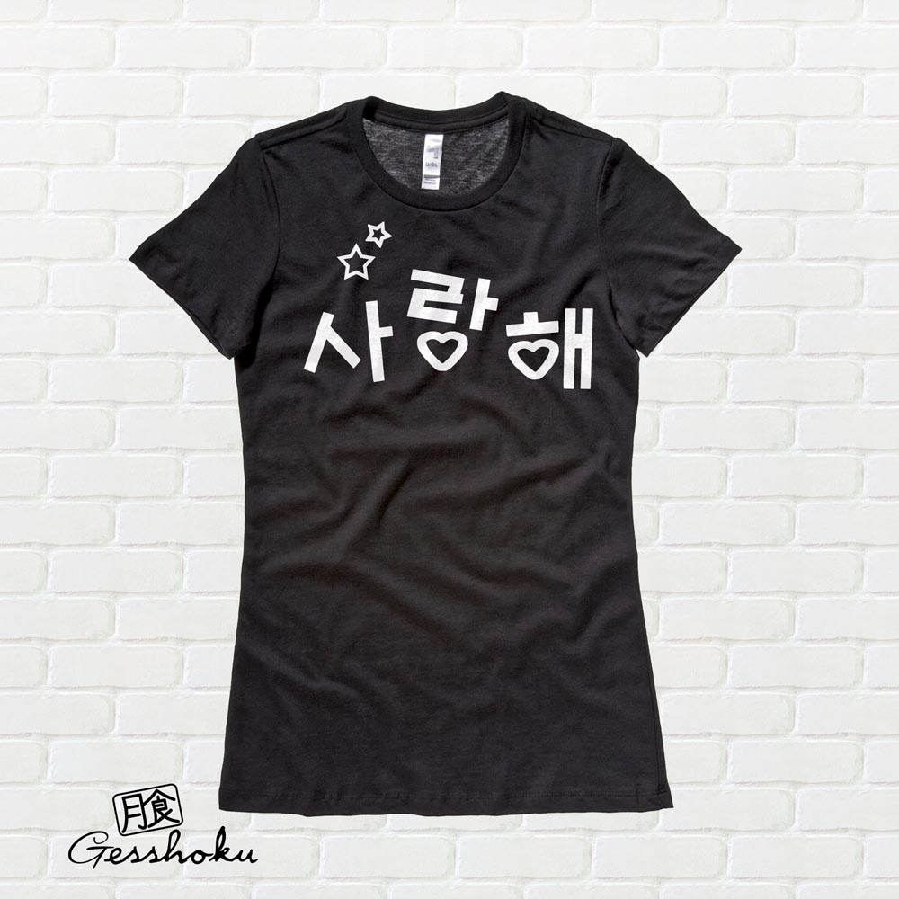 Saranghae Korean "I Love You" Ladies T-shirt - Black