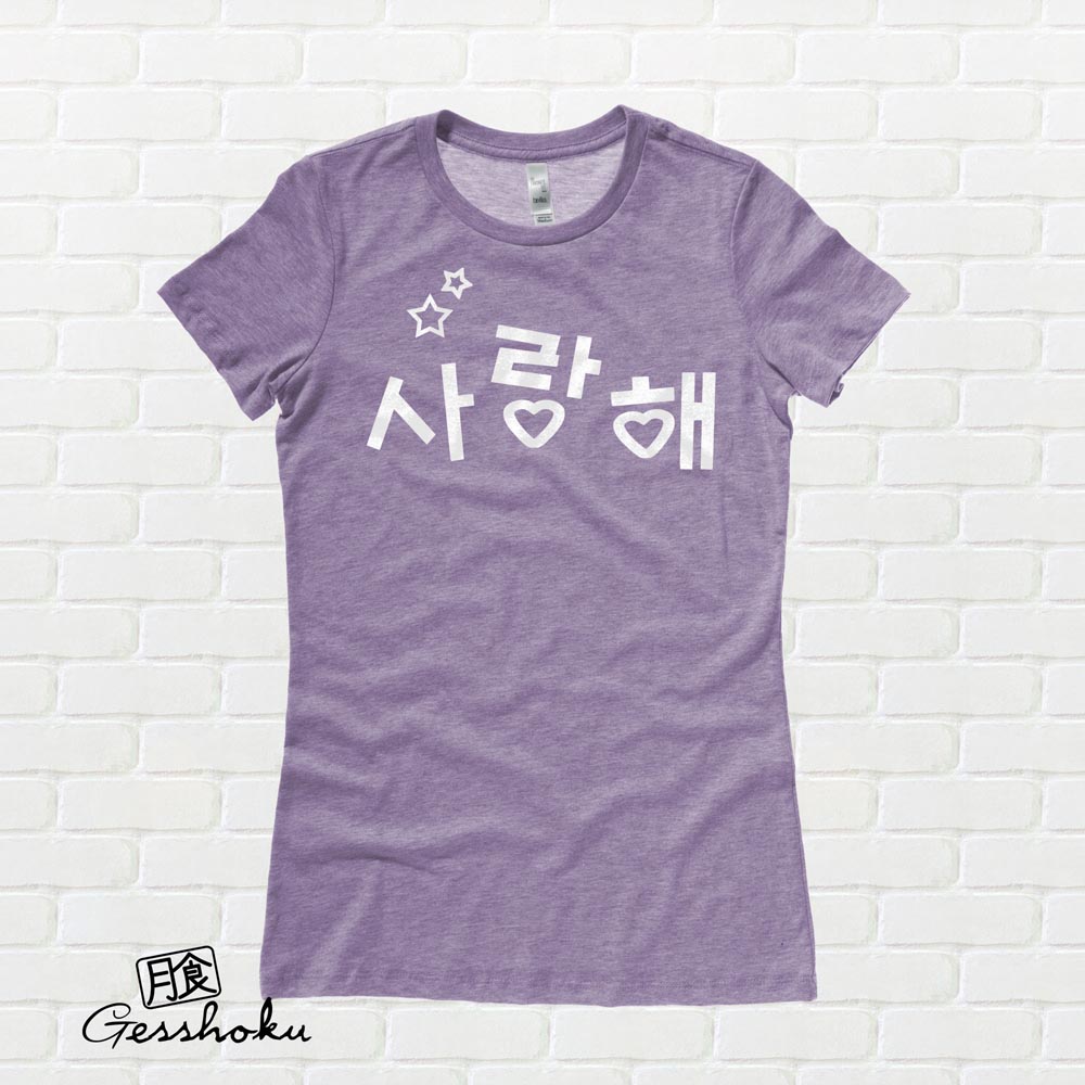 Saranghae Korean "I Love You" Ladies T-shirt - Heather Purple