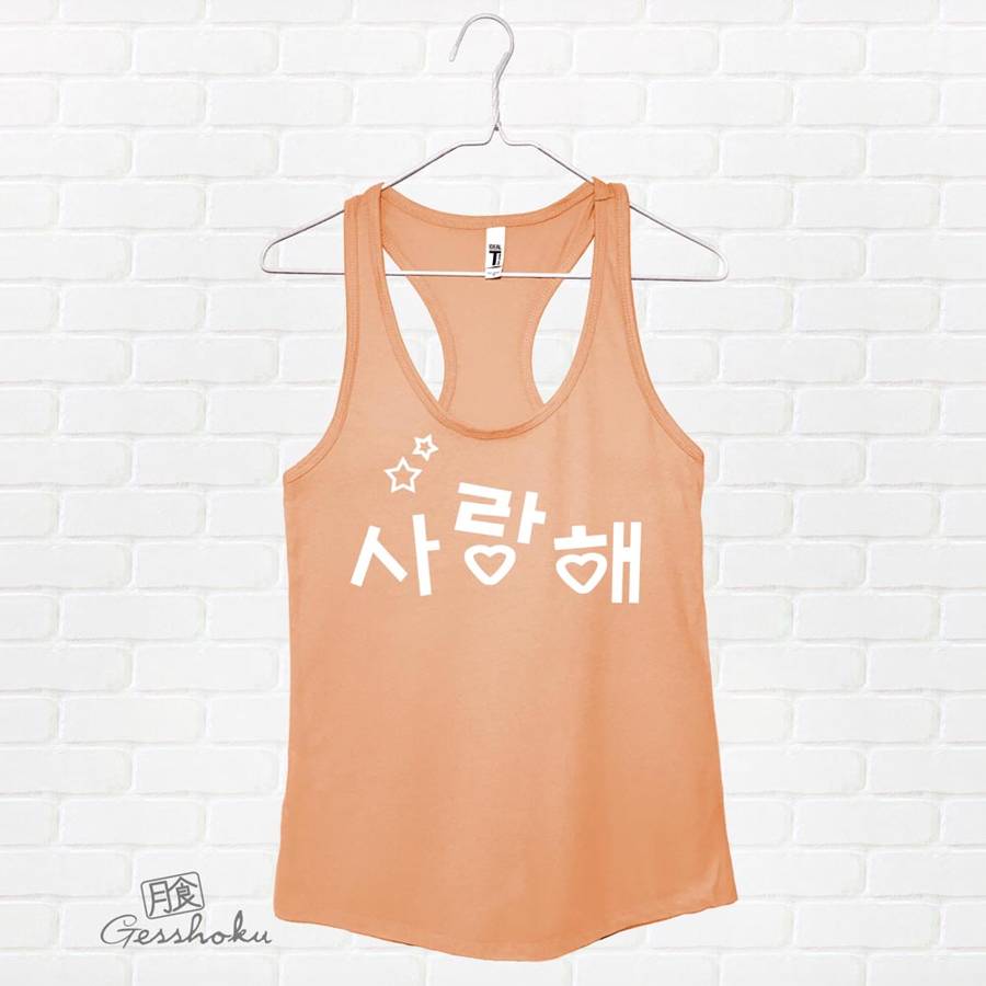 Saranghae Korean "I Love You" Flowy Tank Top - Orange Cream