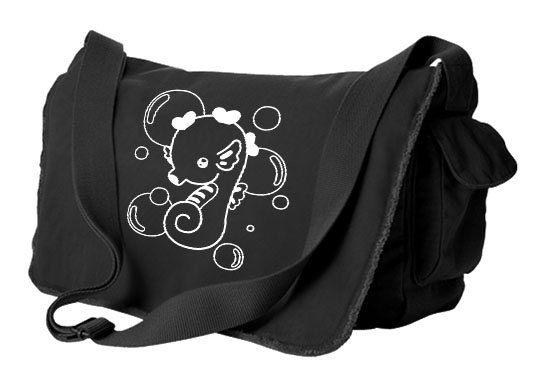 Kawaii Seahorse Messenger Bag - Black