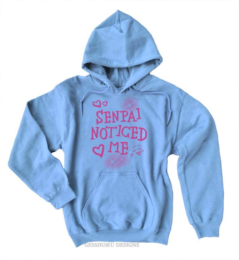 Senpai Noticed Me Pullover Hoodie - Light Blue