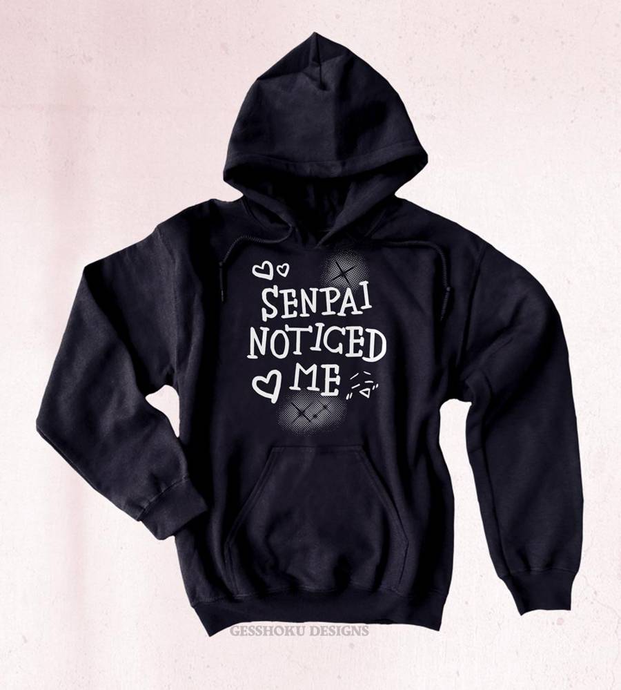 Senpai Noticed Me Pullover Hoodie - Black