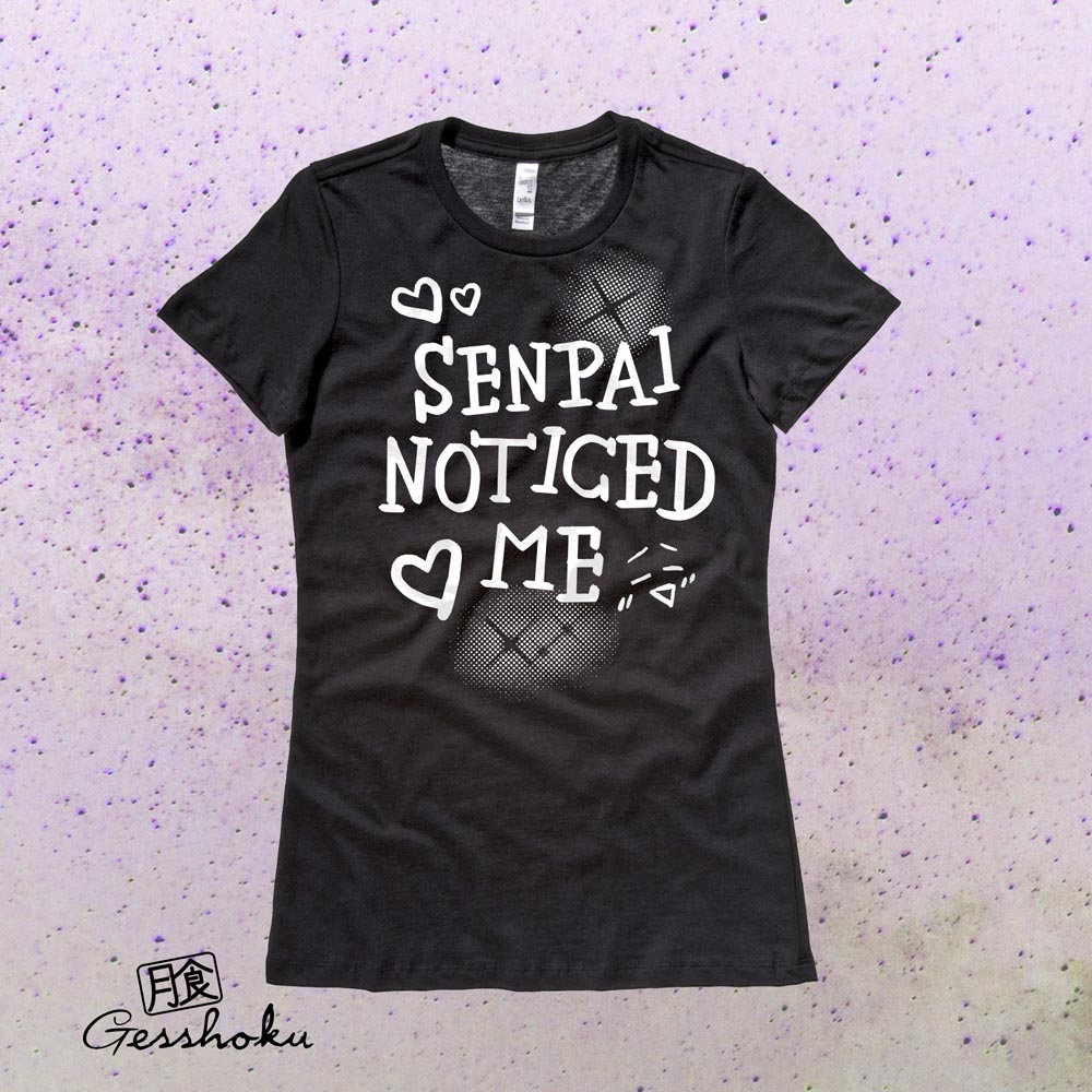 Senpai Noticed Me Ladies T-shirt - Black