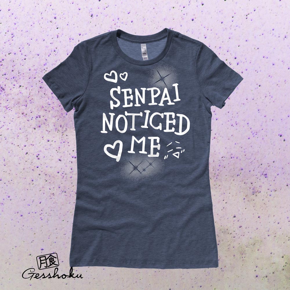 Senpai Noticed Me Ladies T-shirt - Heather Navy