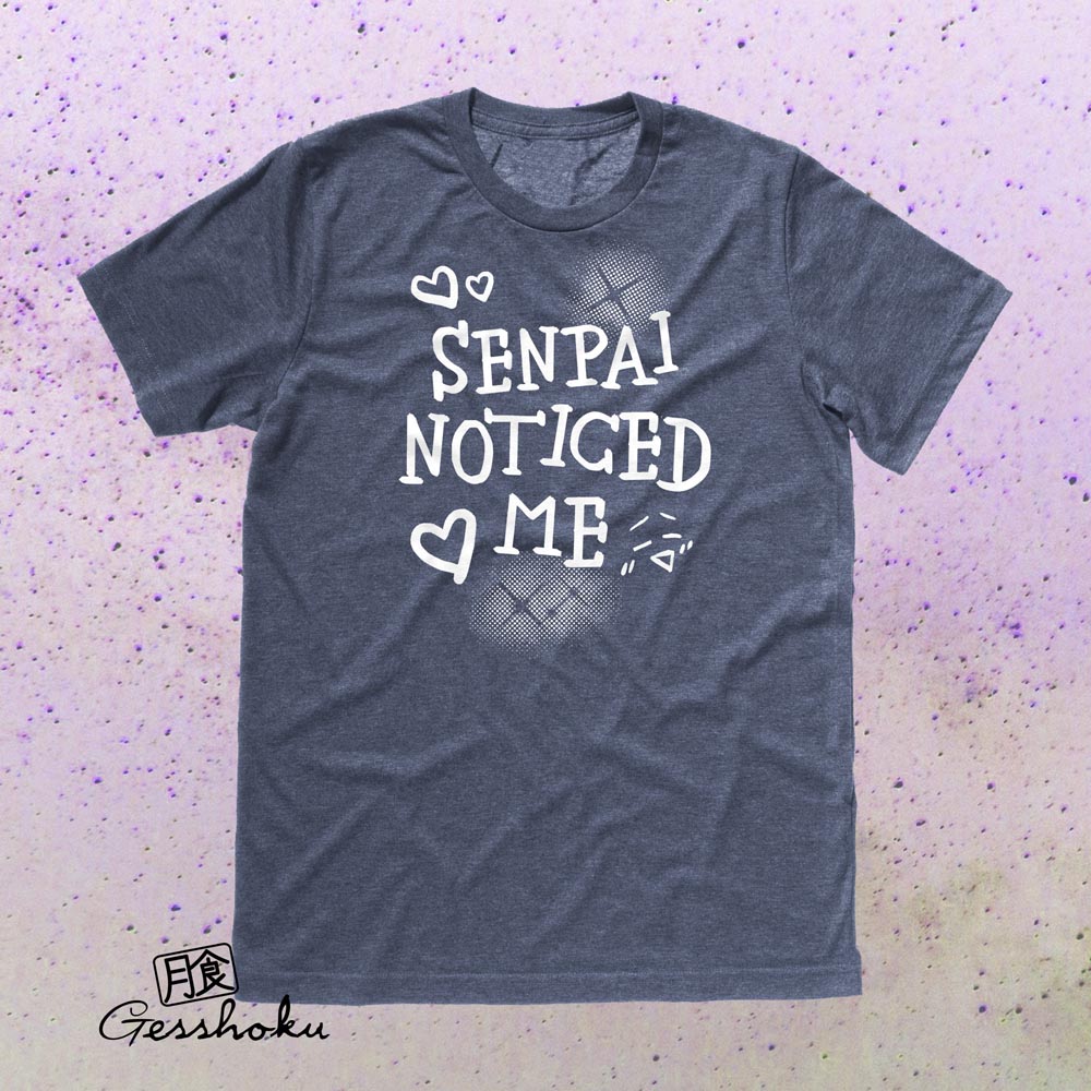 Senpai Noticed Me T-shirt - Heather Navy