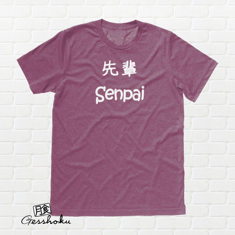 Senpai Japanese Kanji T-shirt - Heather Maroon