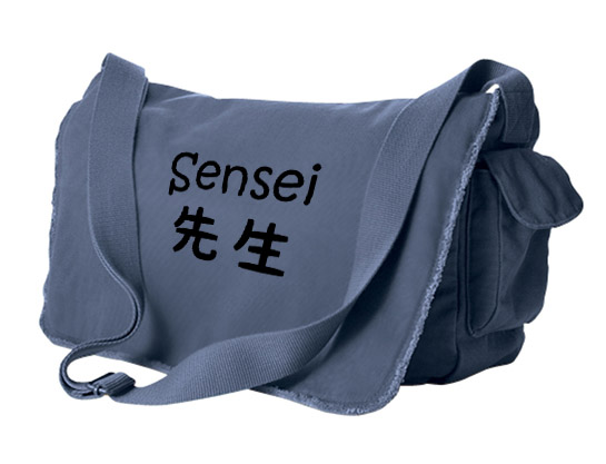 Sensei Kanji Messenger Bag - Denim Blue