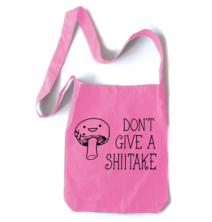 Don't Give a Shiitake Crossbody Tote Bag - Pink