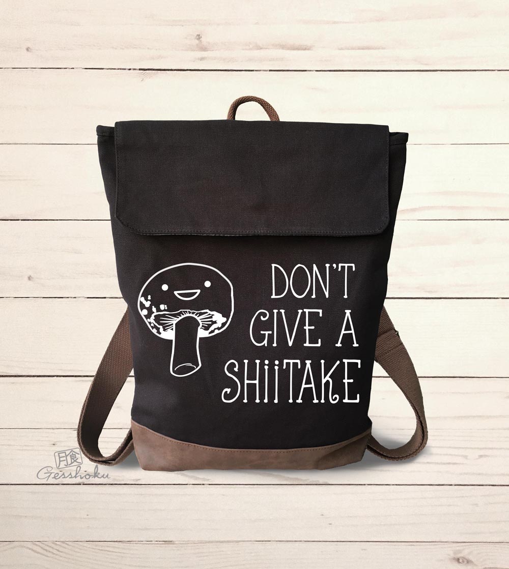 Don't Give a Shiitake Canvas Zippered Rucksack - Black