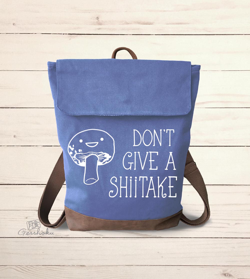 Don't Give a Shiitake Canvas Zippered Rucksack - Blue