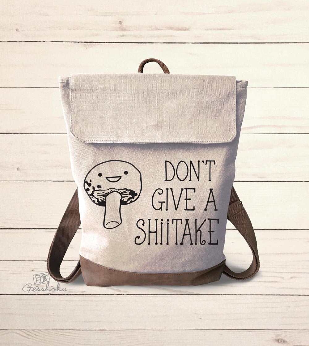 Don't Give a Shiitake Canvas Zippered Rucksack - Natural