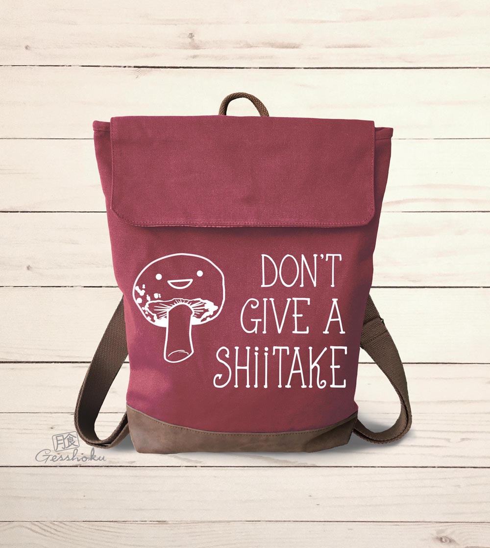 Don't Give a Shiitake Canvas Zippered Rucksack - Red