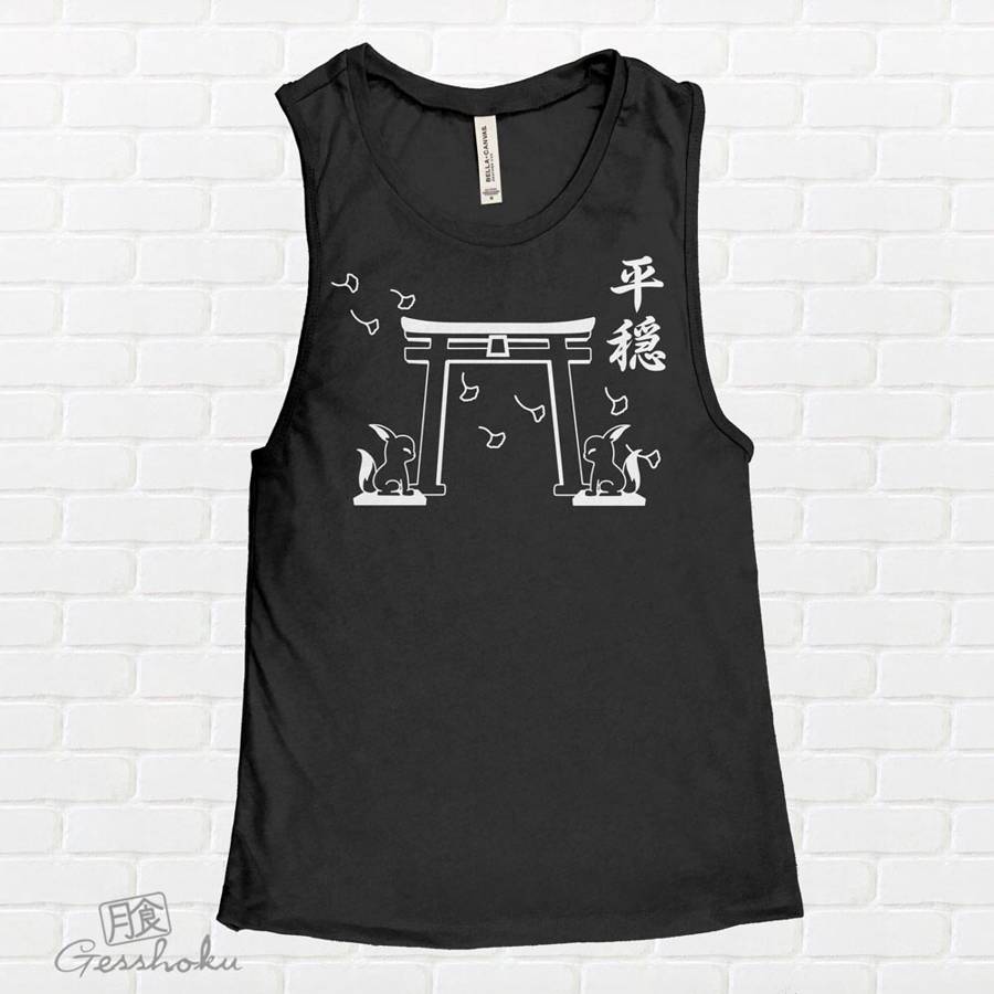 Tranquility Shrine Gate Sleeveless Tank Top - Black