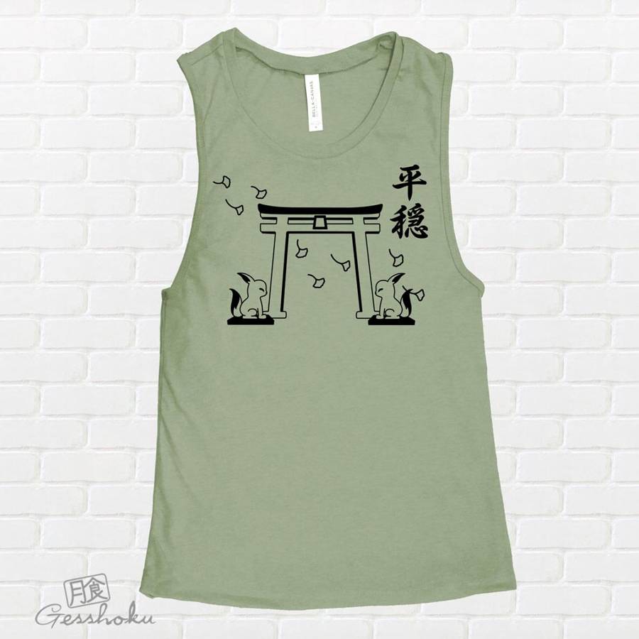 Tranquility Shrine Gate Sleeveless Tank Top - Zen Green