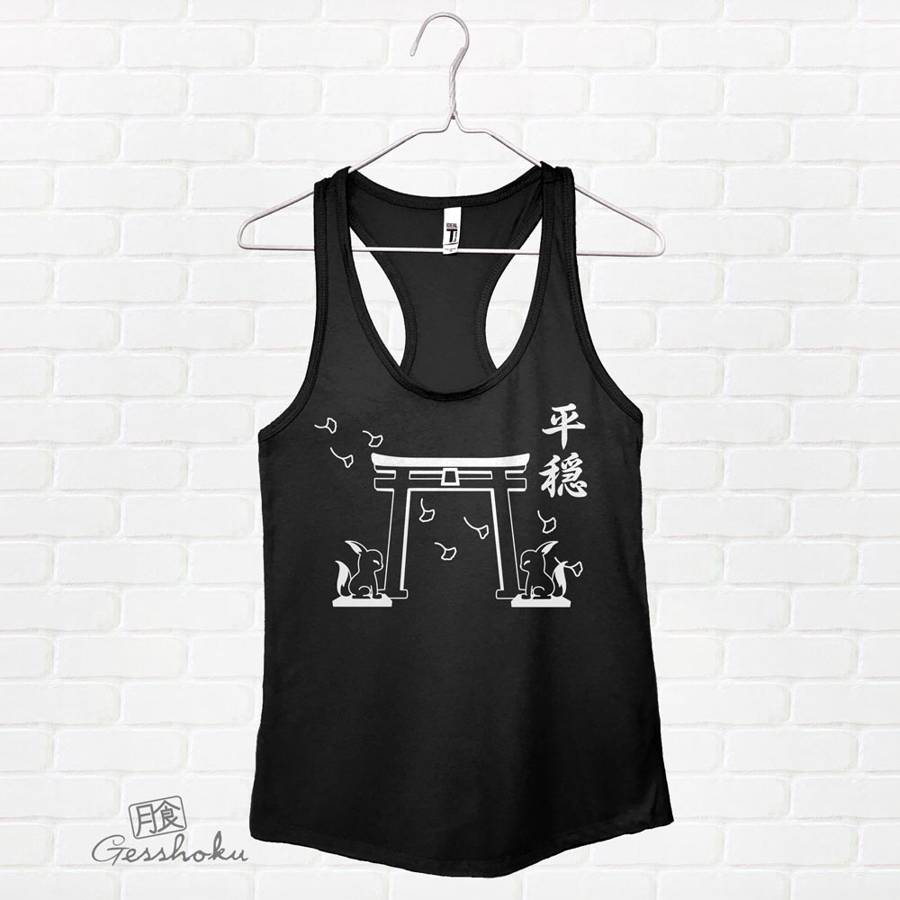 Tranquility Shrine Gate Flowy Tank Top - Black