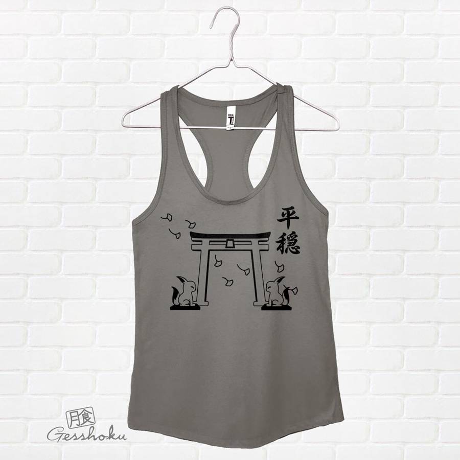 Tranquility Shrine Gate Flowy Tank Top - Charcoal Grey