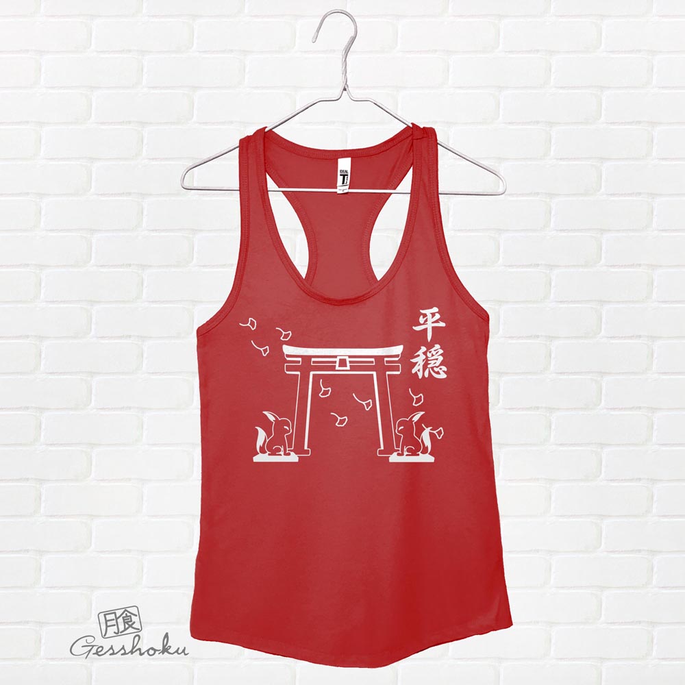 Tranquility Shrine Gate Flowy Tank Top - Red