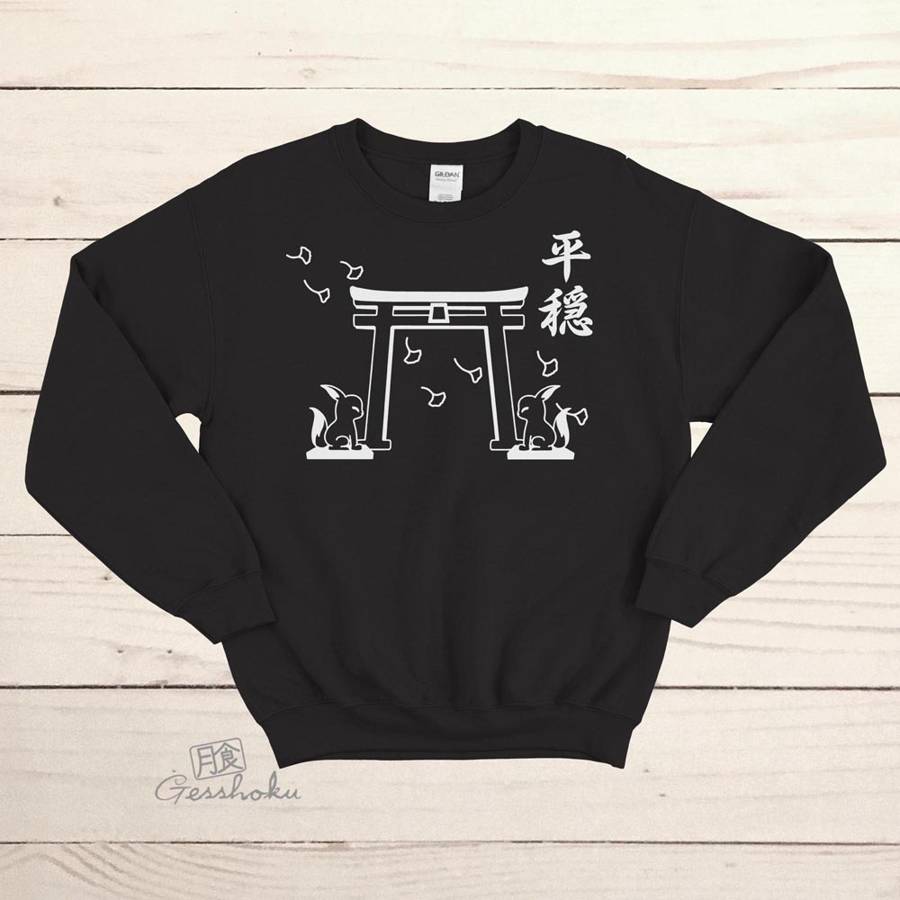 Tranquility Shrine Gate Crewneck Sweatshirt - Black