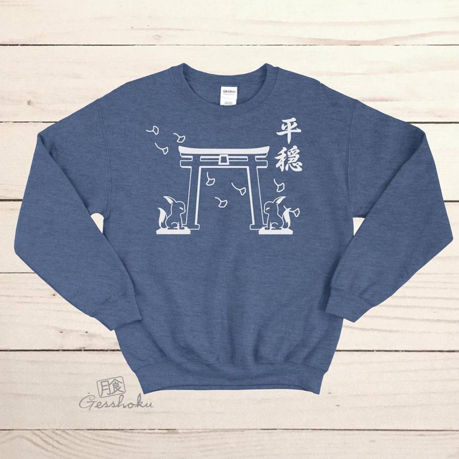 Tranquility Shrine Gate Crewneck Sweatshirt - Heather Blue