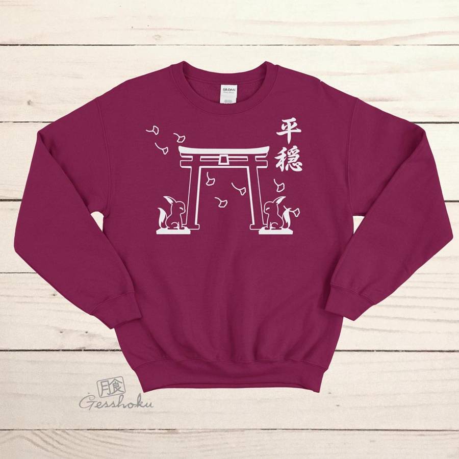 Tranquility Shrine Gate Crewneck Sweatshirt - Maroon