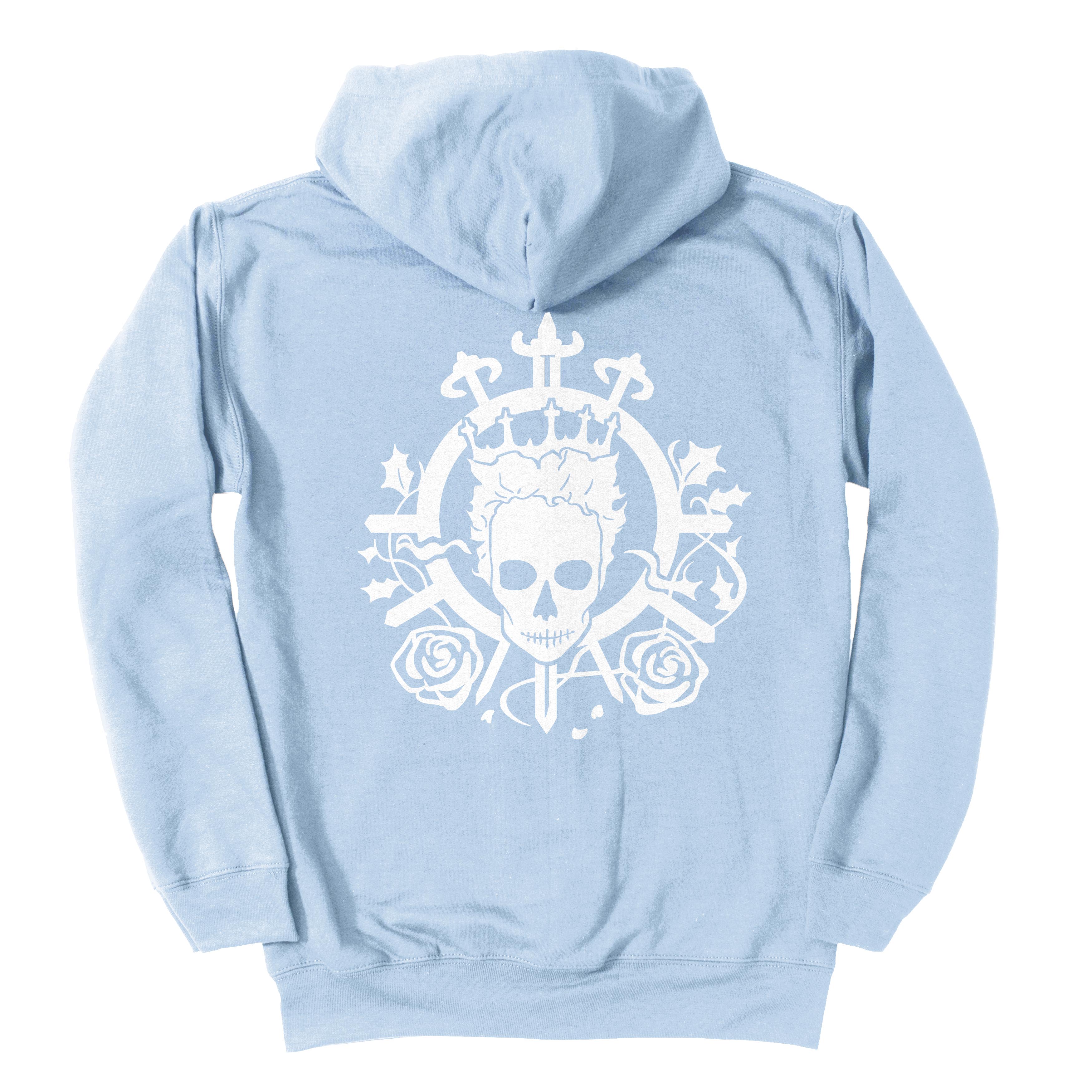 Skull King Emblem Zip Hoodie - Light Blue