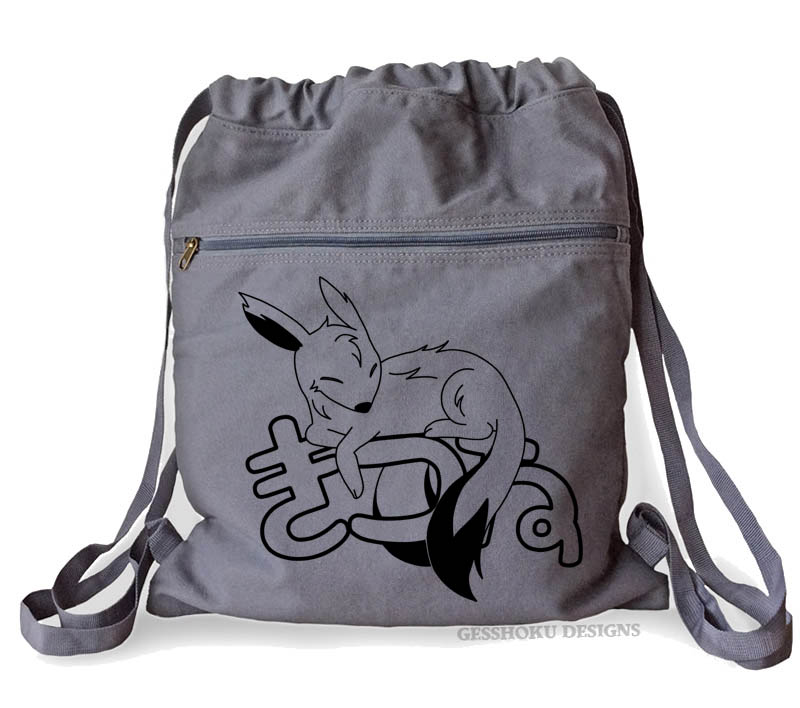 Sleepy Kitsune Cinch Backpack - Smoke Grey
