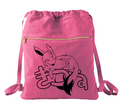 Sleepy Kitsune Cinch Backpack - Raspberry