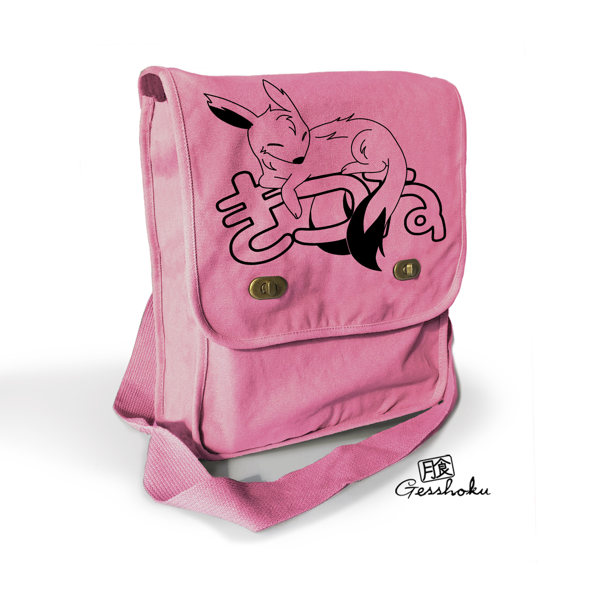 Sleepy Kitsune Field Bag - Pink
