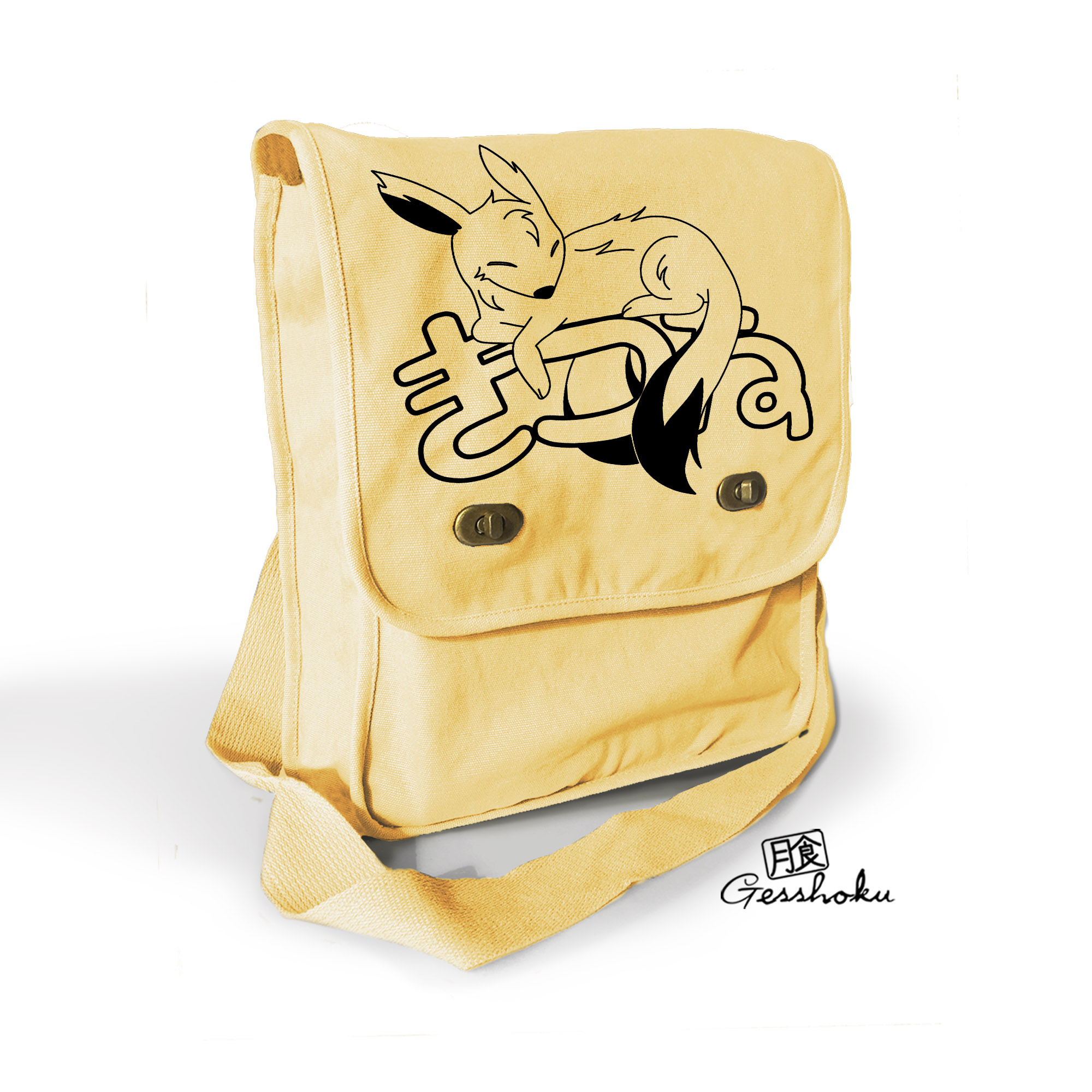 Sleepy Kitsune Field Bag - Yellow