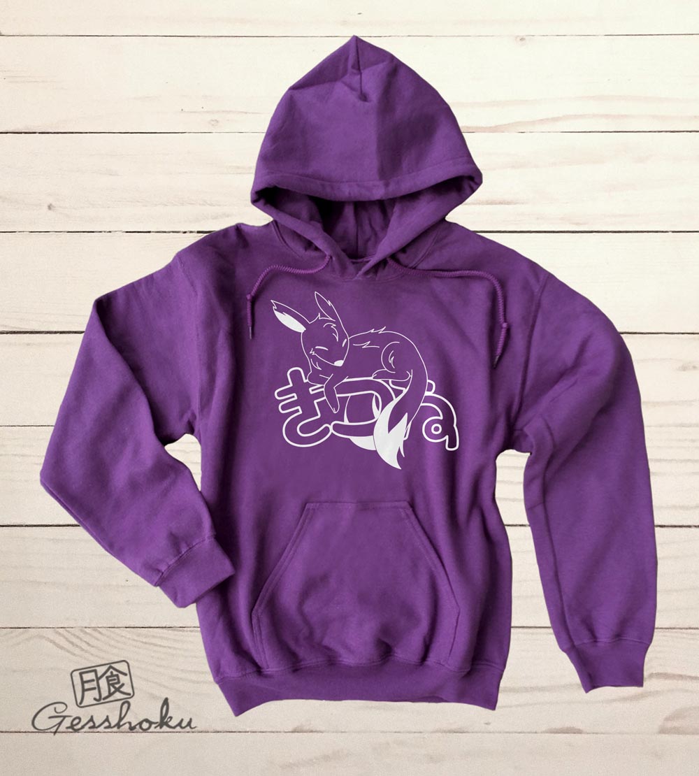 Sleepy Kitsune Pullover Hoodie - Purple