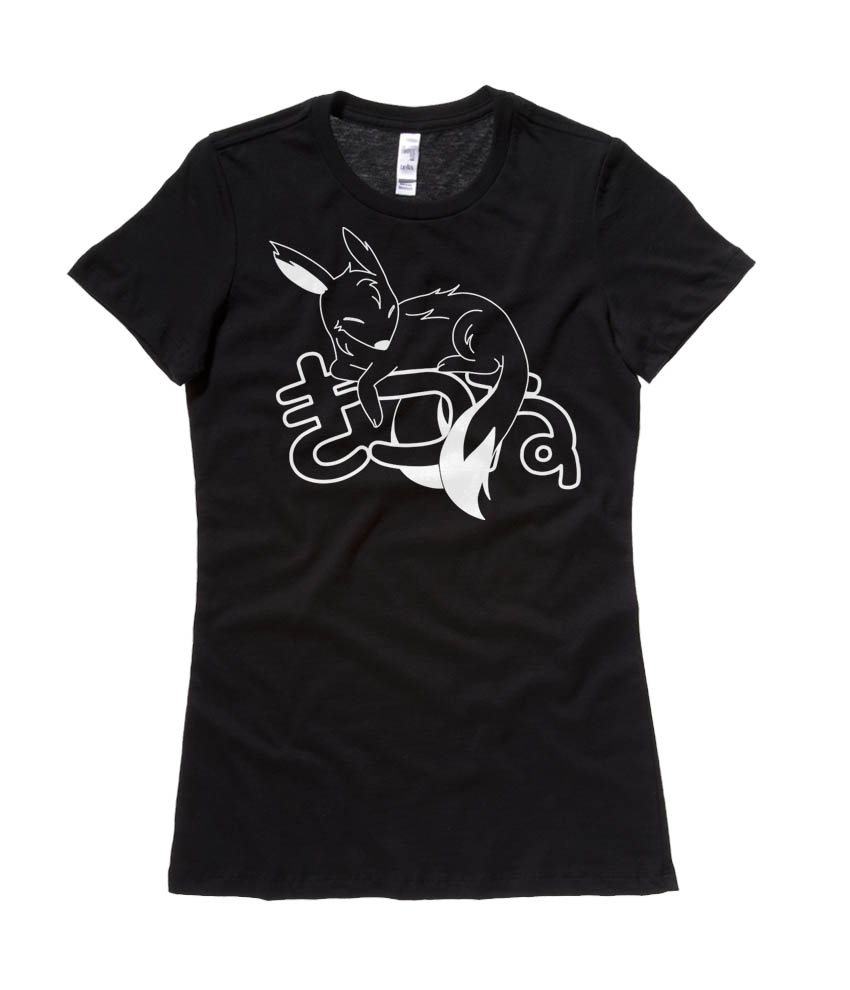 Sleepy Kitsune Ladies T-shirt - Black