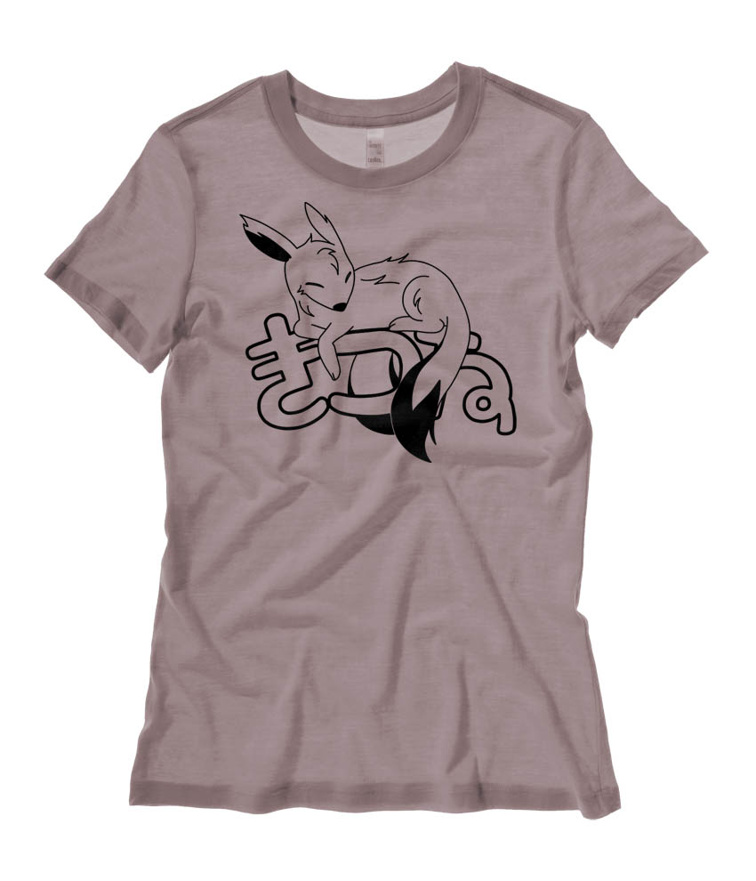 Sleepy Kitsune Ladies T-shirt - Pebble Brown