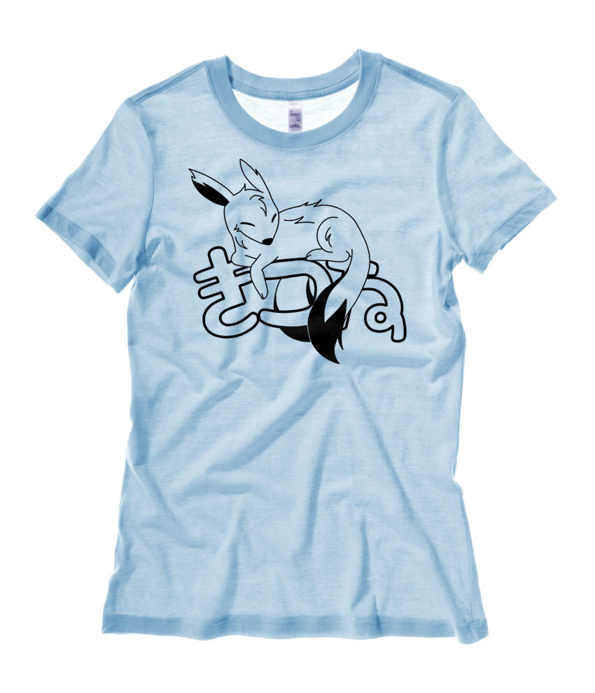 Sleepy Kitsune Ladies T-shirt - Light Blue