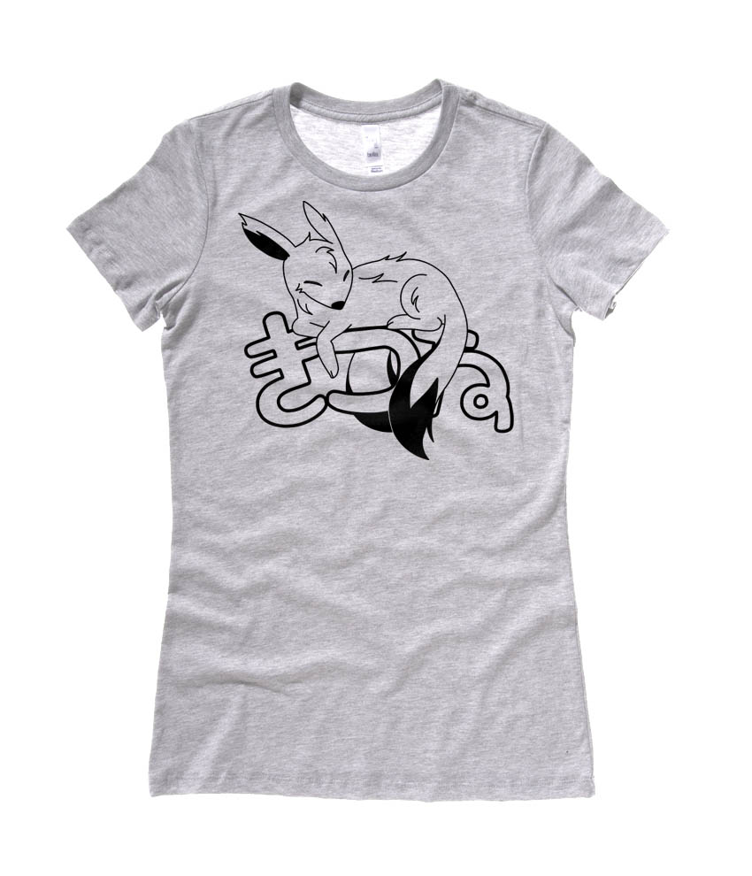 Sleepy Kitsune Ladies T-shirt - Light Grey