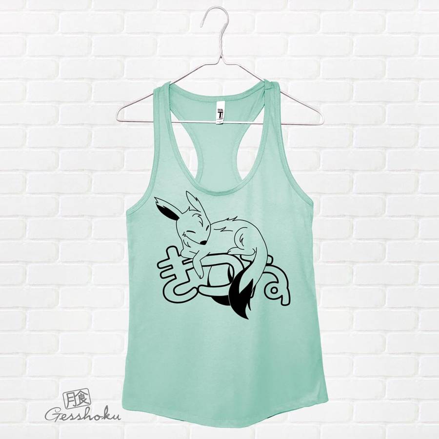 Sleepy Kitsune Racerback Tank Top - Mint