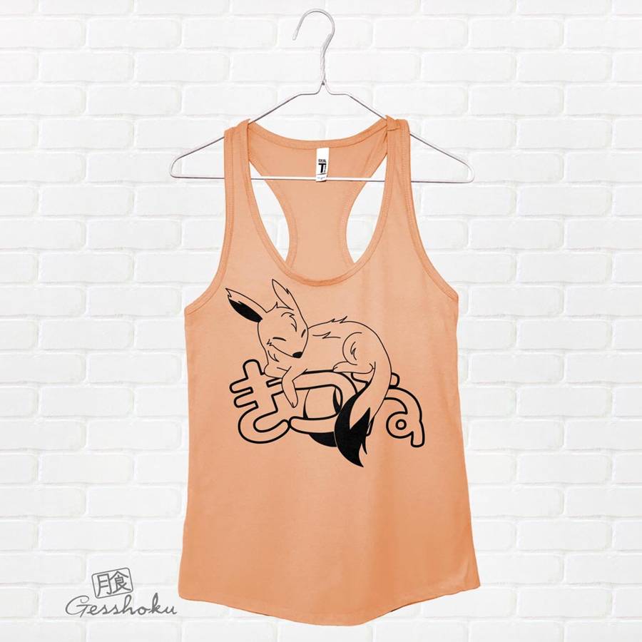 Sleepy Kitsune Racerback Tank Top - Orange Cream