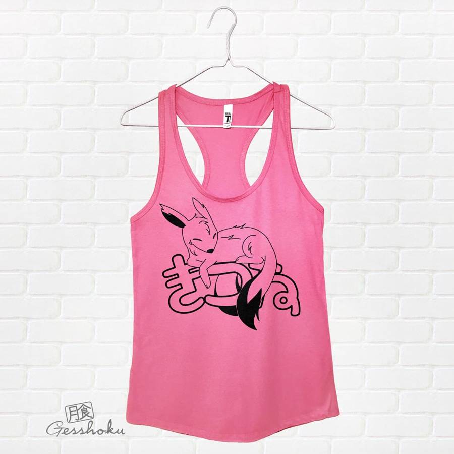 Sleepy Kitsune Racerback Tank Top - Hot Pink