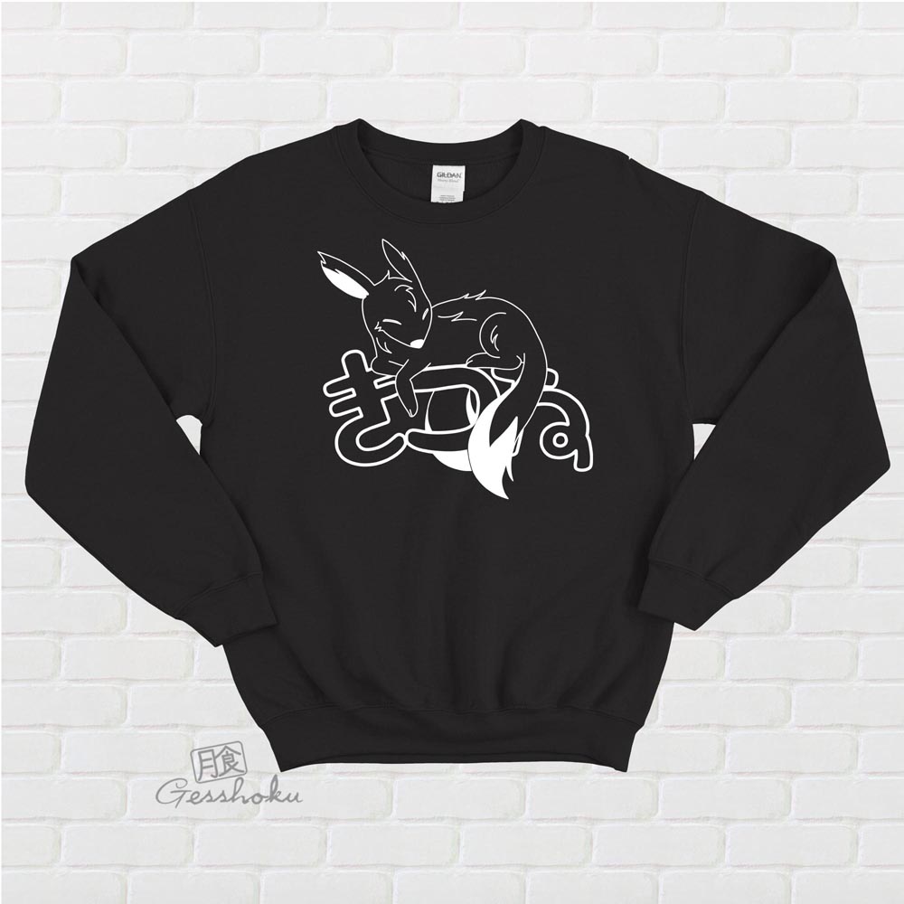 Sleepy Kitsune Crewneck Sweatshirt - Black
