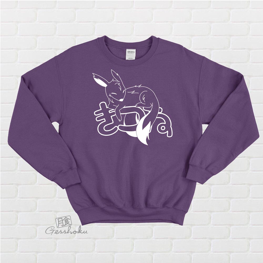 Sleepy Kitsune Crewneck Sweatshirt - Purple
