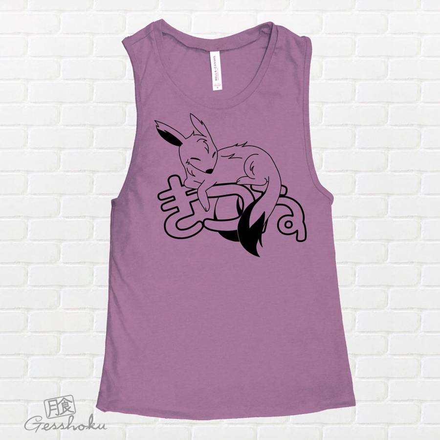 Sleepy Kitsune Sleeveless Tank Top - Purple