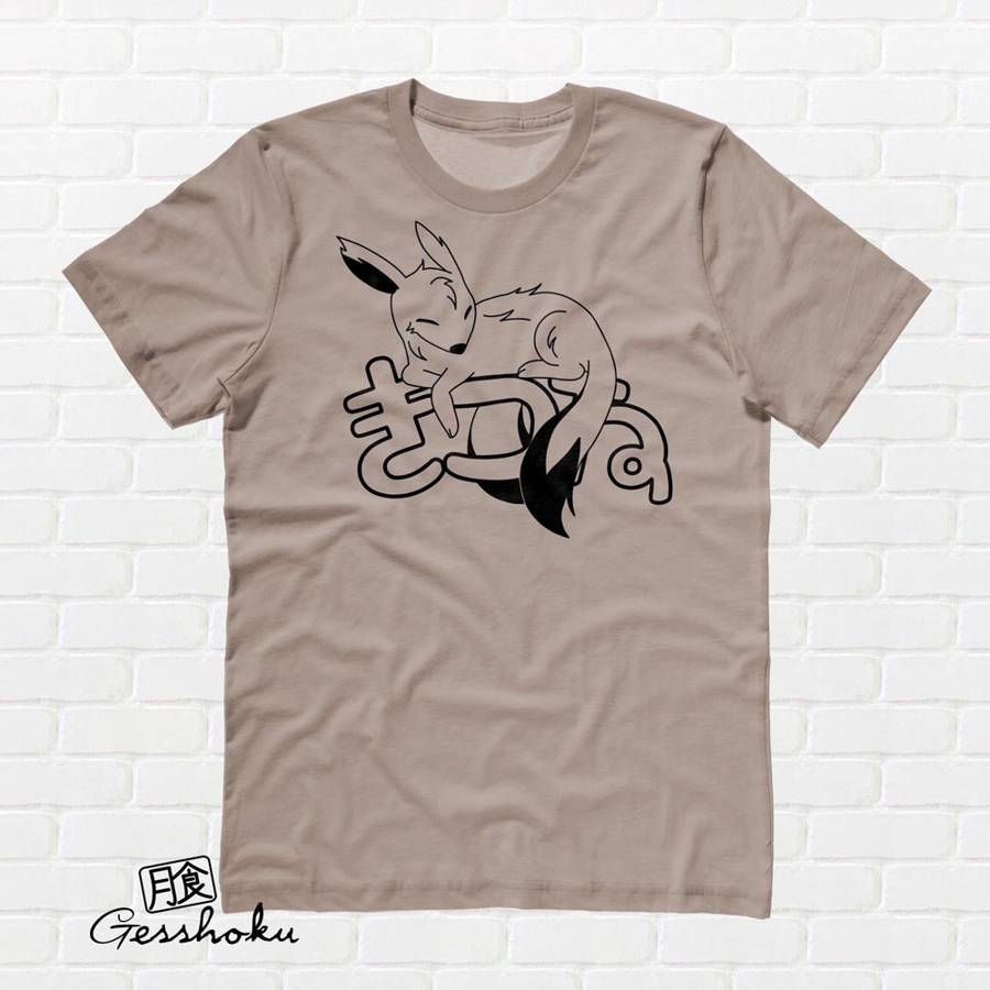 Sleepy Kitsune T-shirt - Pebble Brown