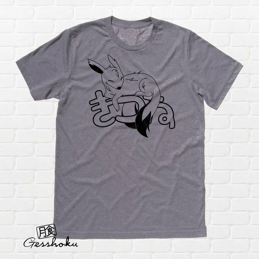 Sleepy Kitsune T-shirt - Charcoal Grey