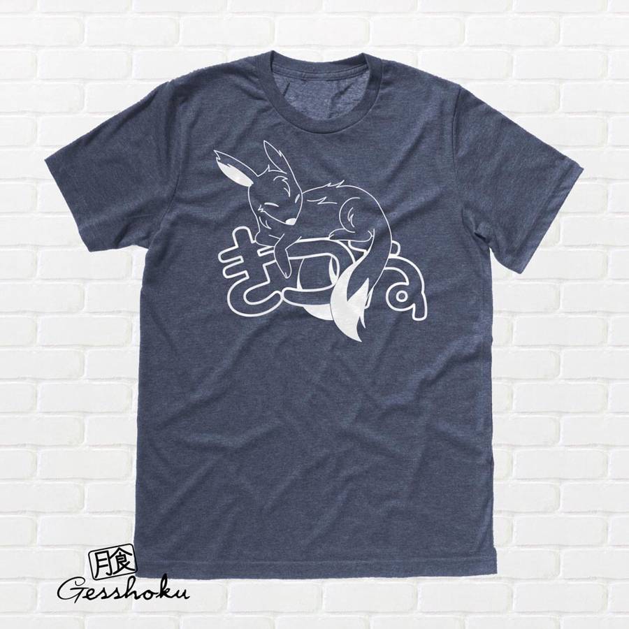 Sleepy Kitsune T-shirt - Heather Navy