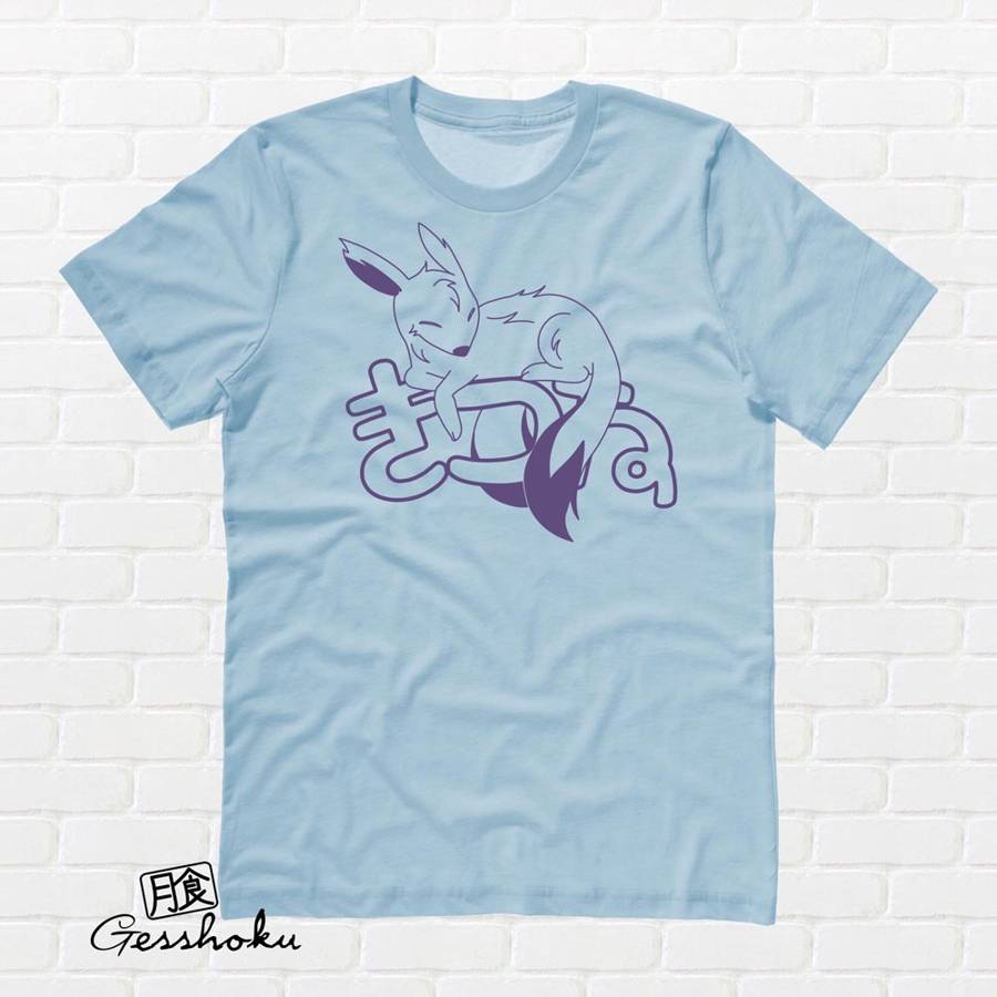 Sleepy Kitsune T-shirt - Light Blue